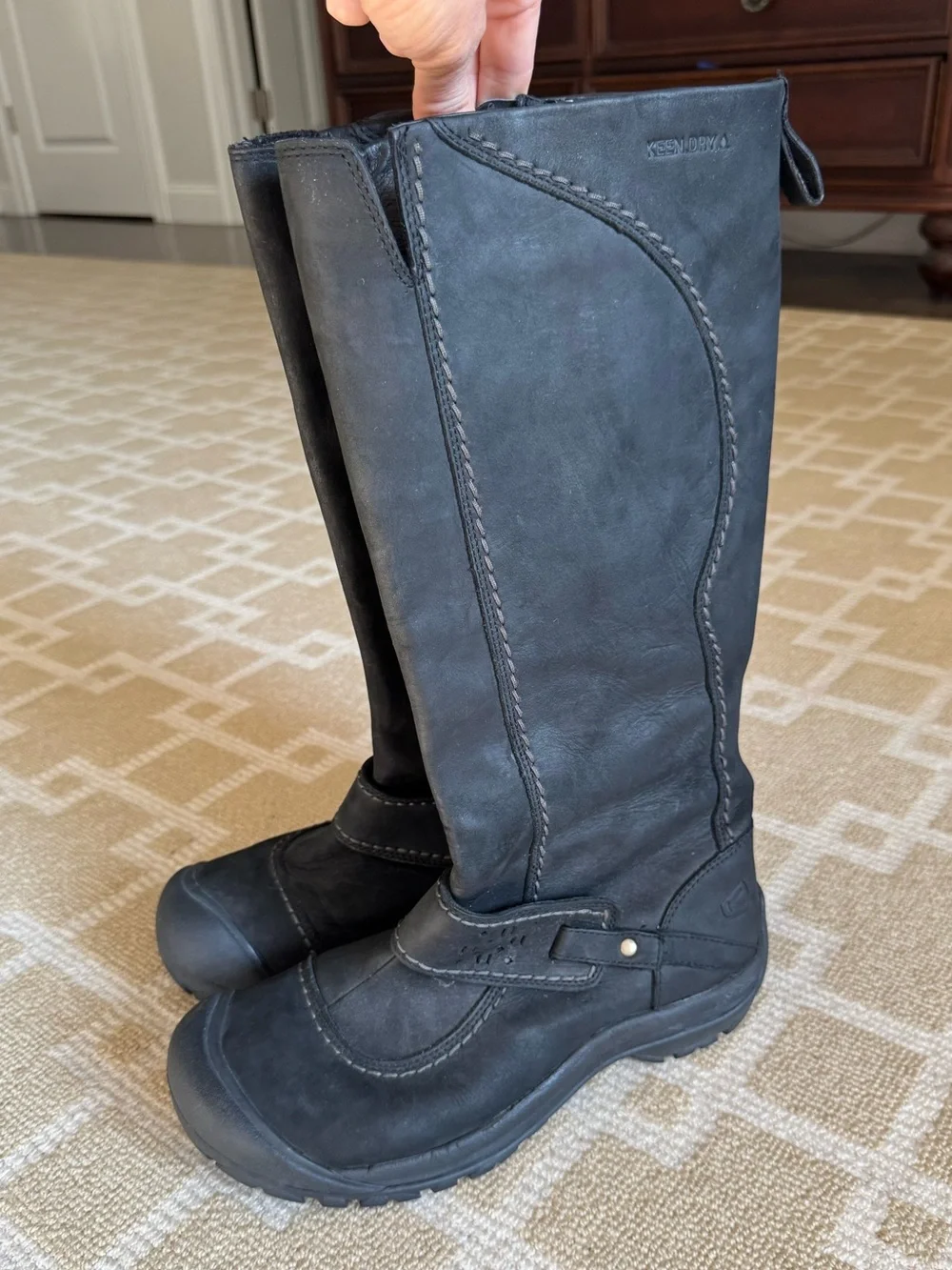 KEEN Black Leather KEEN.DRY Tall Waterproof Boots Comfort Winter Women’s 10